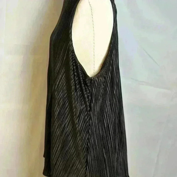 A New Day Black Pleated Polyester Blouse (Size XXL) - Picture 4 of 9